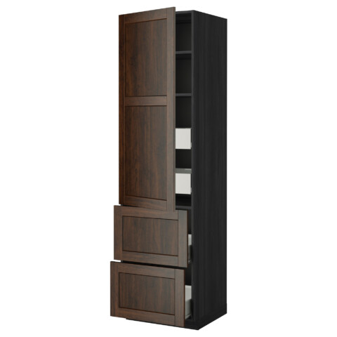 Высокий шкаф + полки, 4 ящика, 2 дверцы МЕТОД / ФОРВАРА черный артикуль № 192.345.13 в наличии. Онлайн каталог ИКЕА Республика Беларусь. Быстрая доставка и установка.