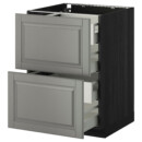 Напольный шкаф 2 фронтальных панели, 4 средняя ящ, 60×60 см, черный/Bodbyn серый IKEA METOD МЕТОД 699.139.96
