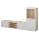 Шкаф для ТВ, комбинированный, стекляные дверцы, 240x42x129 см, под беленый дуб, Lappviken светло-серый прозрачное стекло IKEA