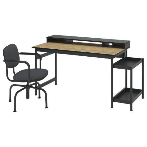 Письменный стол и стул, дубовый шпон, темно-серый IKEA MULLSJÖ 496.031.41