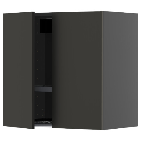 Навесной шкаф с сушилкой, 2 дверцы, черно-серый, Nickebo матовый антрацит, 60×60 см IKEA METOD МЕТОД 595.879.23