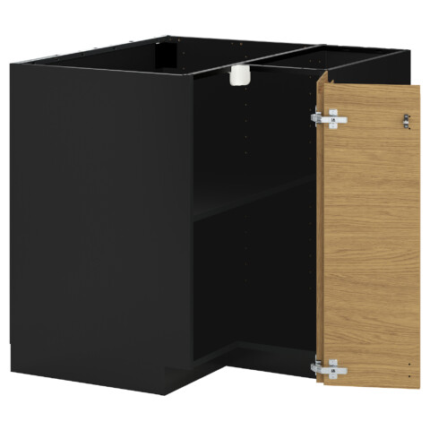Угловой напольный шкаф с полкой, черно-серый, Voxtorp под дуб, 88×88 см IKEA METOD МЕТОД 995.892.27